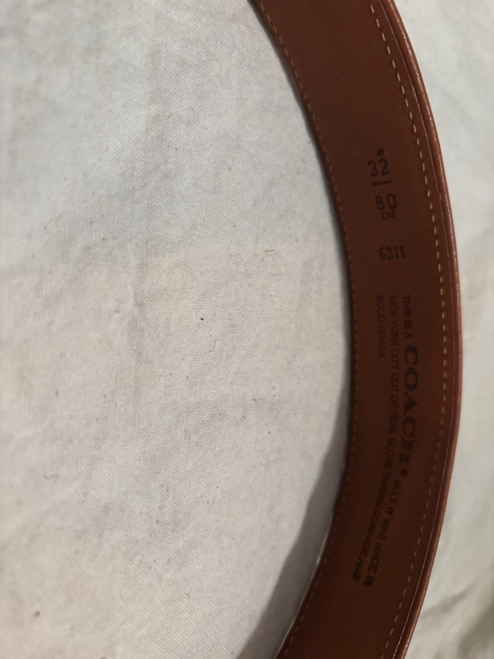 Coach Tan Leather Belt with Brass Buckle - Picture 8 of 8